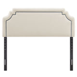 Thatch Stain-Resistant Performance Velvet King Size Headboard in Alabaster Cadet Blue