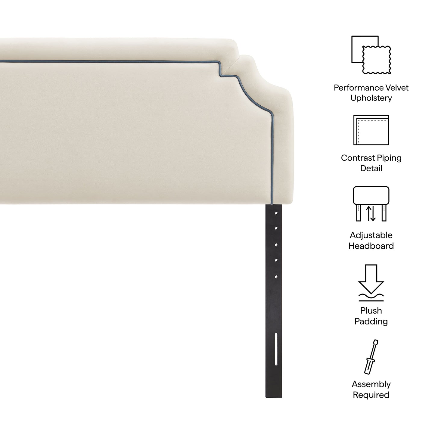 Thatch Stain-Resistant Performance Velvet King Size Headboard in Alabaster Cadet Blue