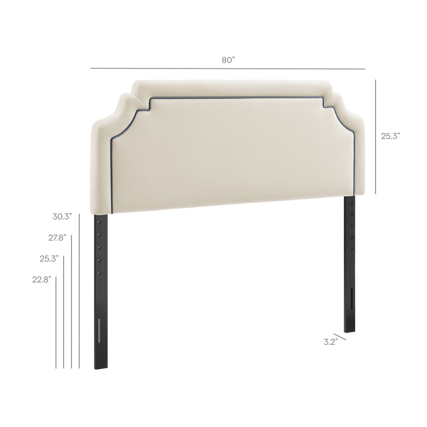 Thatch Stain-Resistant Performance Velvet King Size Headboard in Alabaster Cadet Blue