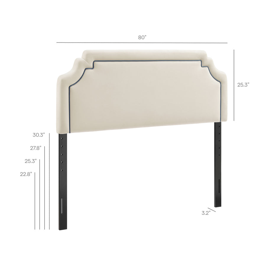 Thatch Stain-Resistant Performance Velvet King Size Headboard in Alabaster Cadet Blue