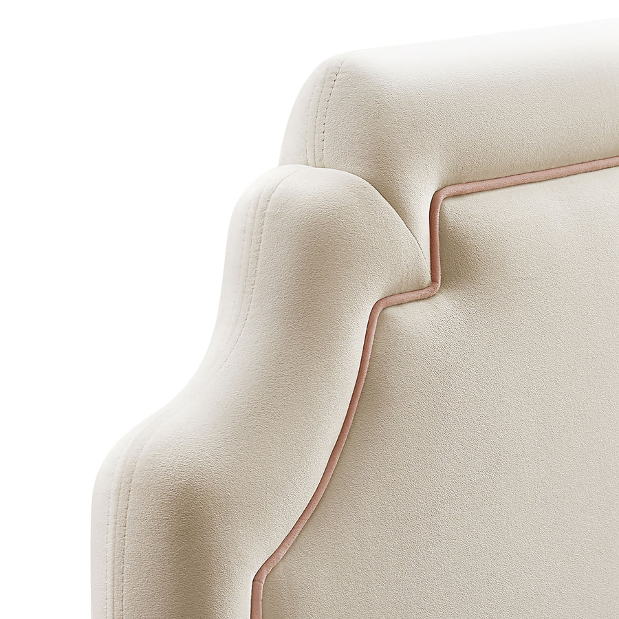 Thatch Stain-Resistant Performance Velvet King Size Headboard in Alabaster Pink