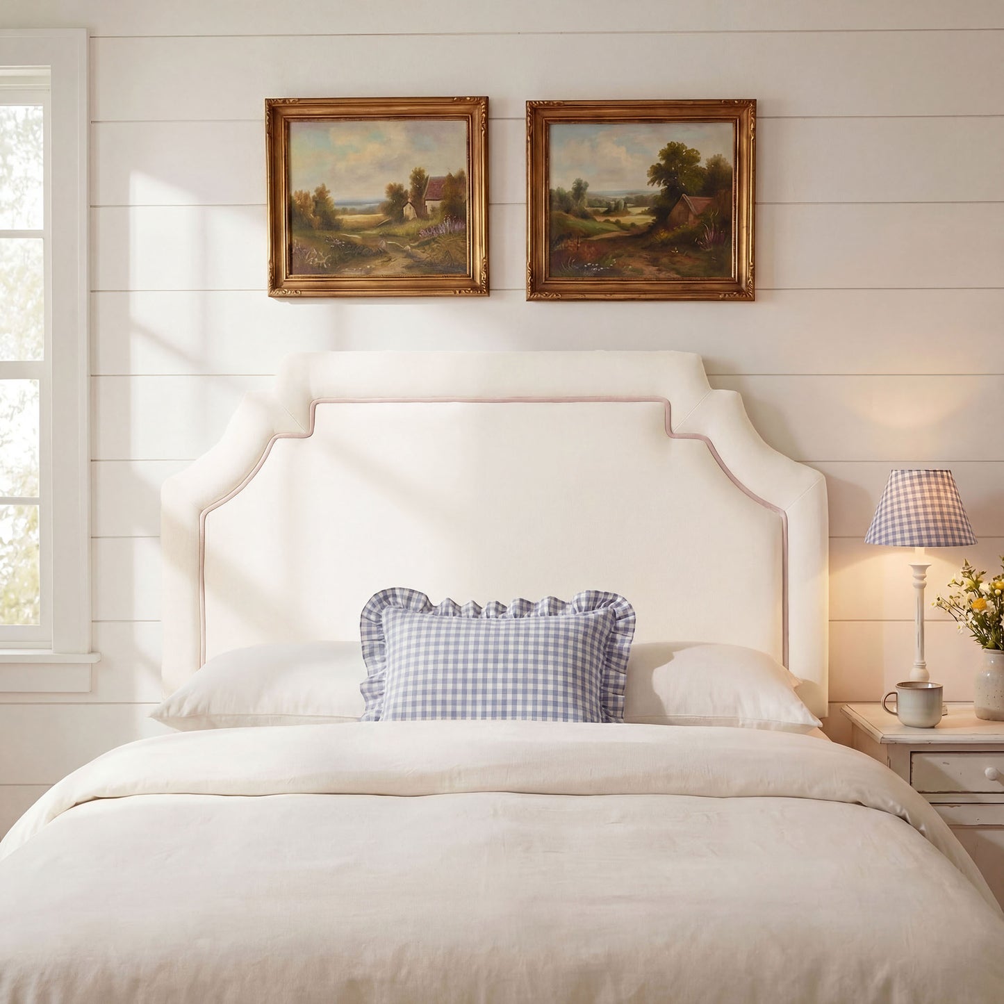 Thatch Stain-Resistant Performance Velvet King Size Headboard in Alabaster Pink
