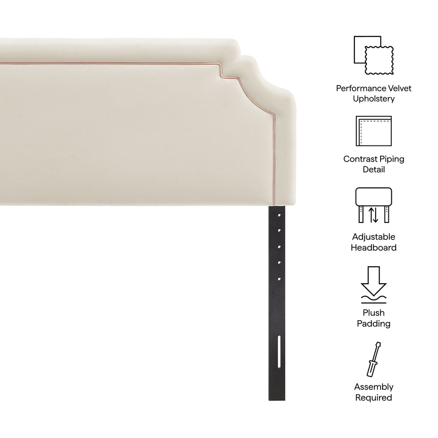 Thatch Stain-Resistant Performance Velvet King Size Headboard in Alabaster Pink