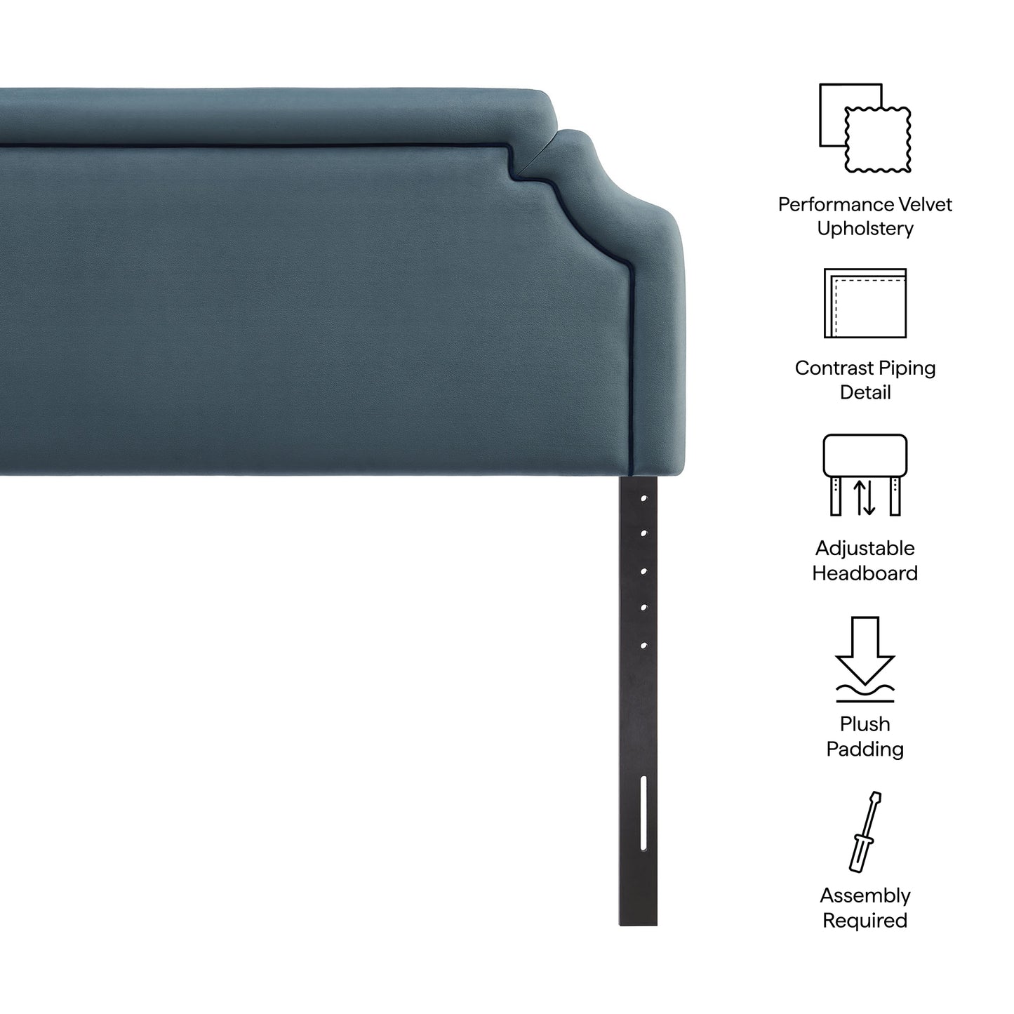 Thatch Stain-Resistant Performance Velvet King Size Headboard in Cadet Blue Midnight