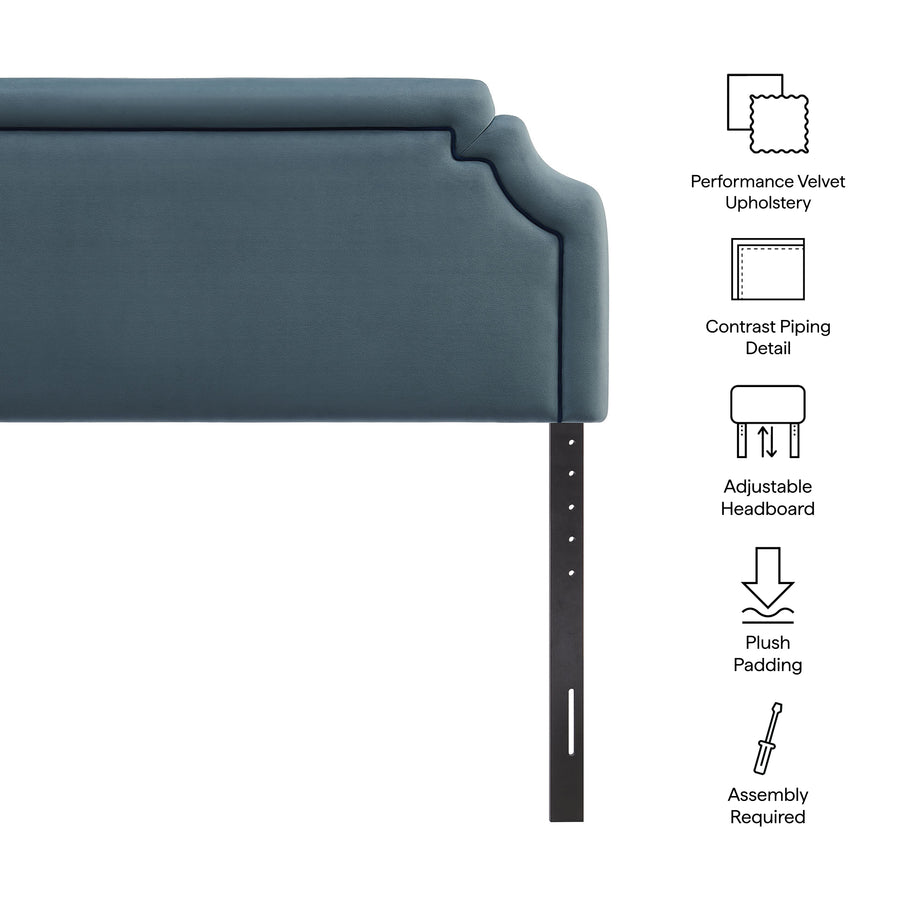 Thatch Stain-Resistant Performance Velvet King Size Headboard in Cadet Blue Midnight