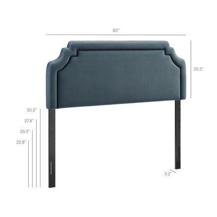Magnolia Stain-Resistant Performance Velvet King Size Headboard in Cadet Blue Midnight