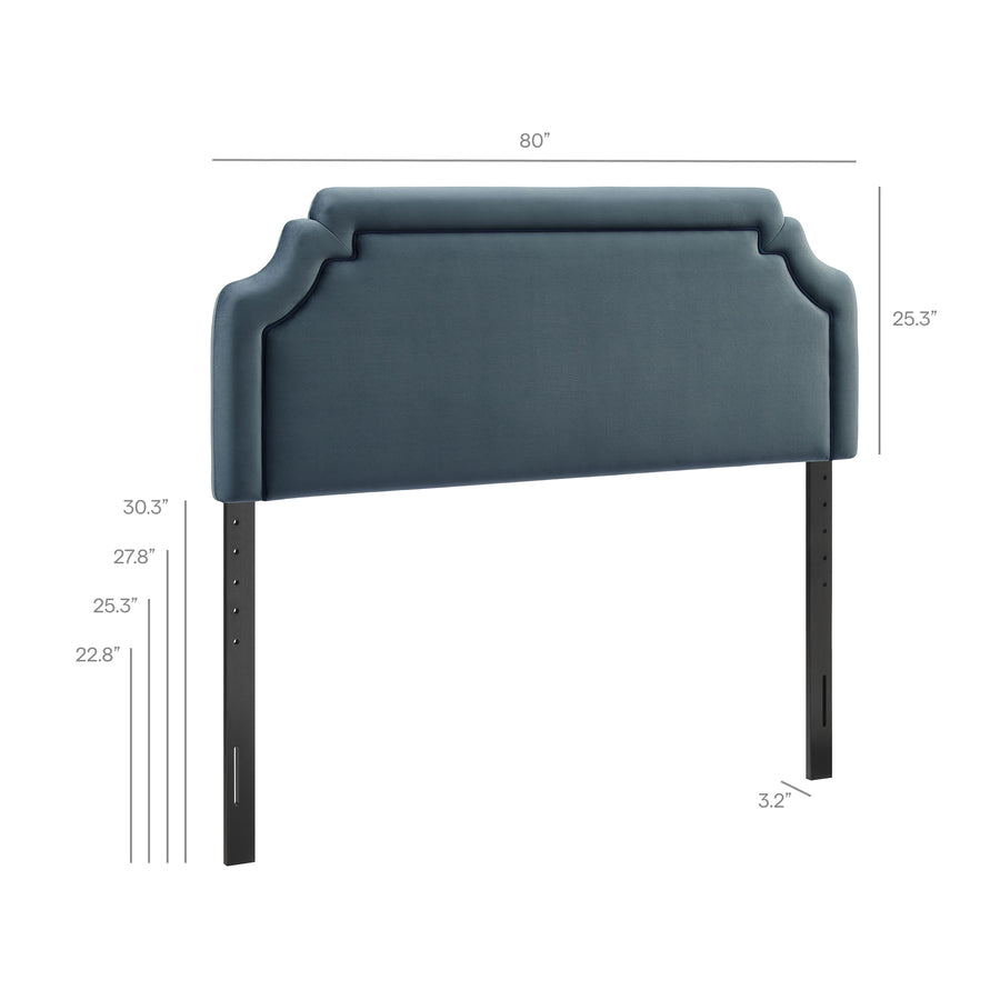 Thatch Stain-Resistant Performance Velvet King Size Headboard in Cadet Blue Midnight