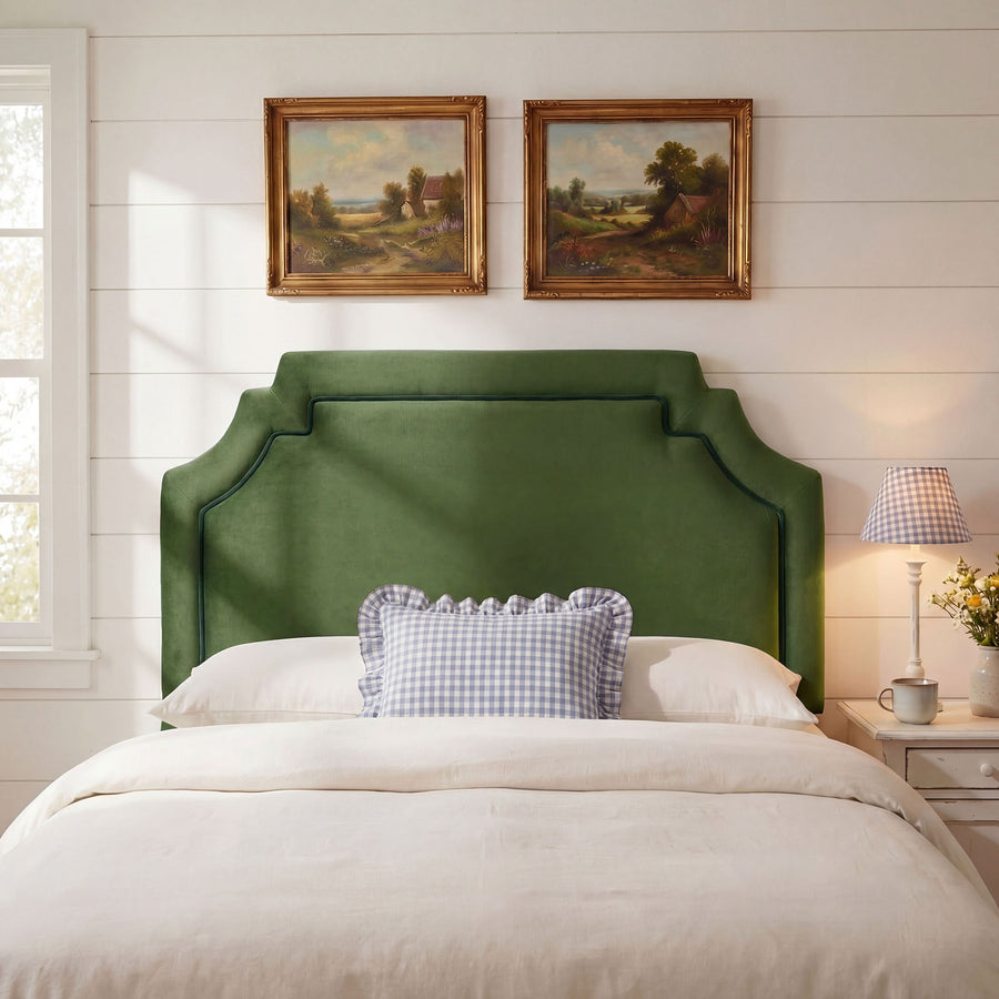 Thatch Stain-Resistant Performance Velvet King Size Headboard in Moss Green Dark Green