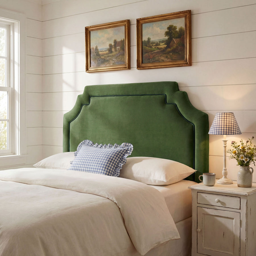 Thatch Stain-Resistant Performance Velvet King Size Headboard in Moss Green Dark Green