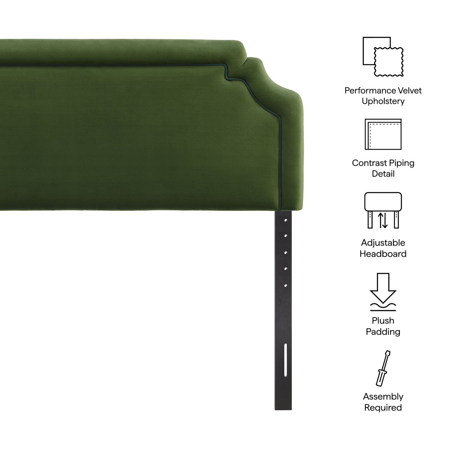 Thatch Stain-Resistant Performance Velvet King Size Headboard in Moss Green Dark Green