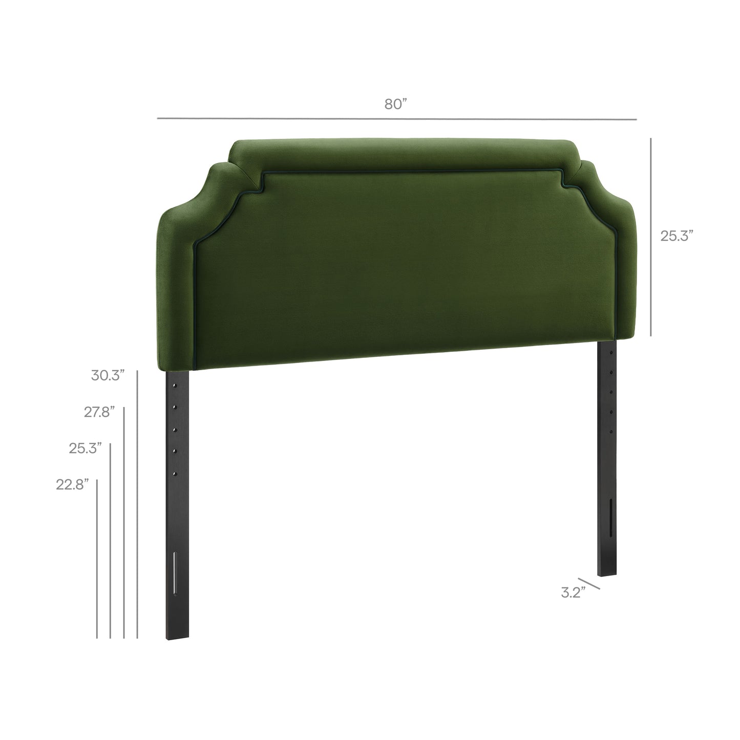 Thatch Stain-Resistant Performance Velvet King Size Headboard in Moss Green Dark Green