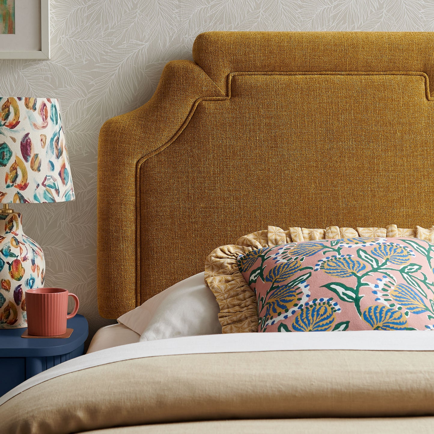 Thatch Upholstered Fabric Twin Size Headboard in Copper