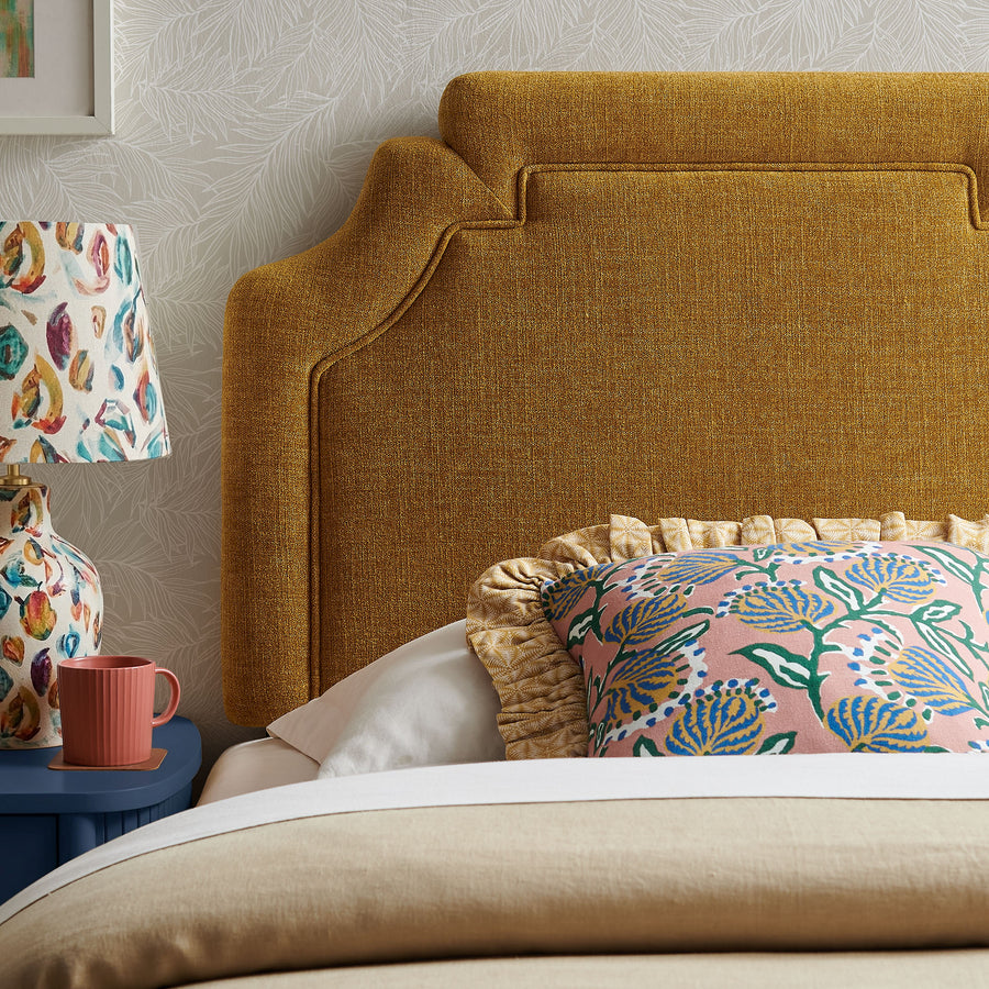 Thatch Upholstered Fabric Twin Size Headboard in Copper