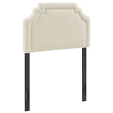 Thatch Upholstered Fabric Twin Size Headboard in Ecru