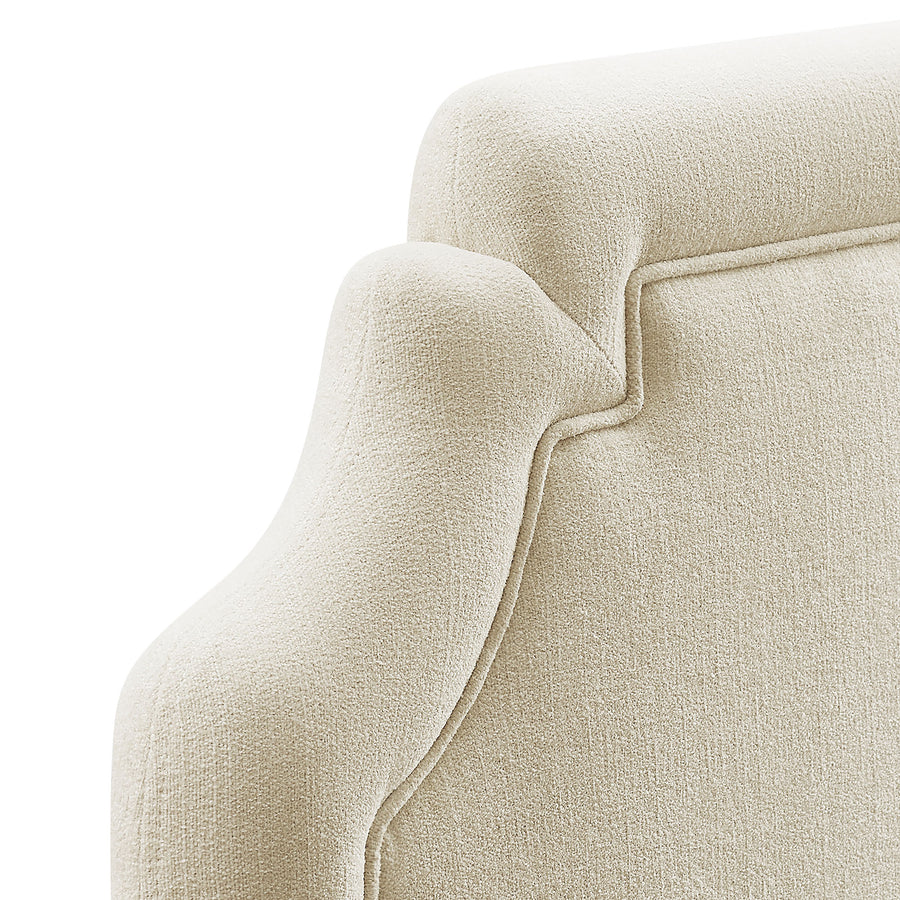Thatch Upholstered Fabric Twin Size Headboard in Ecru