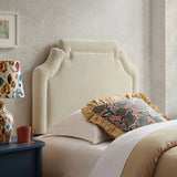 Thatch Upholstered Fabric Twin Size Headboard in Ecru