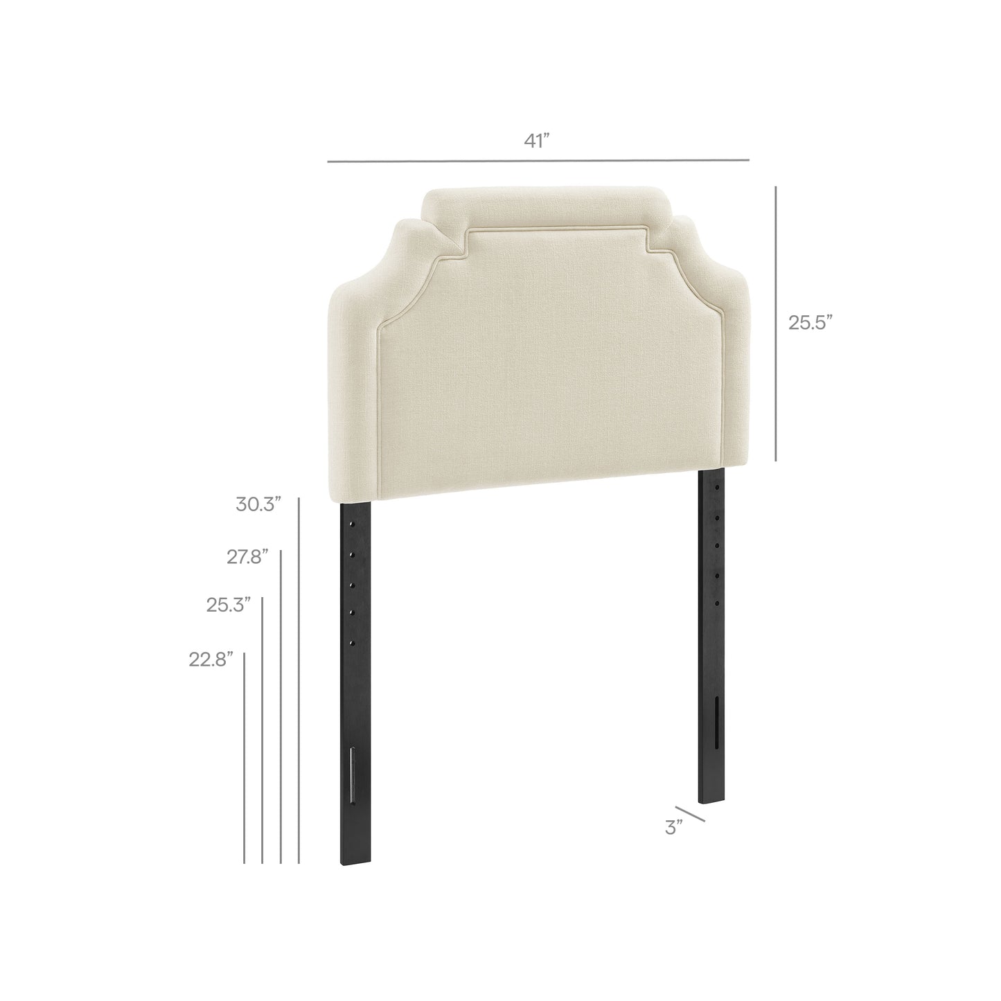 Thatch Upholstered Fabric Twin Size Headboard in Ecru