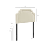 Thatch Upholstered Fabric Twin Size Headboard in Ecru