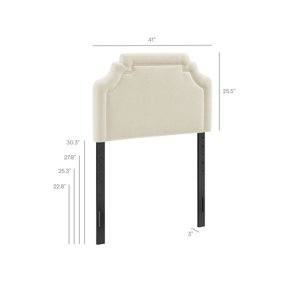 Thatch Upholstered Fabric Twin Size Headboard in Ecru
