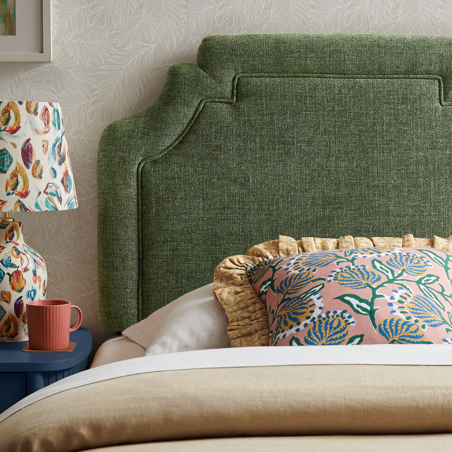 Thatch Upholstered Fabric Twin Size Headboard in Foliage