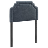 Thatch Upholstered Fabric Twin Size Headboard in Slate Blue