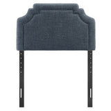 Thatch Upholstered Fabric Twin Size Headboard in Slate Blue