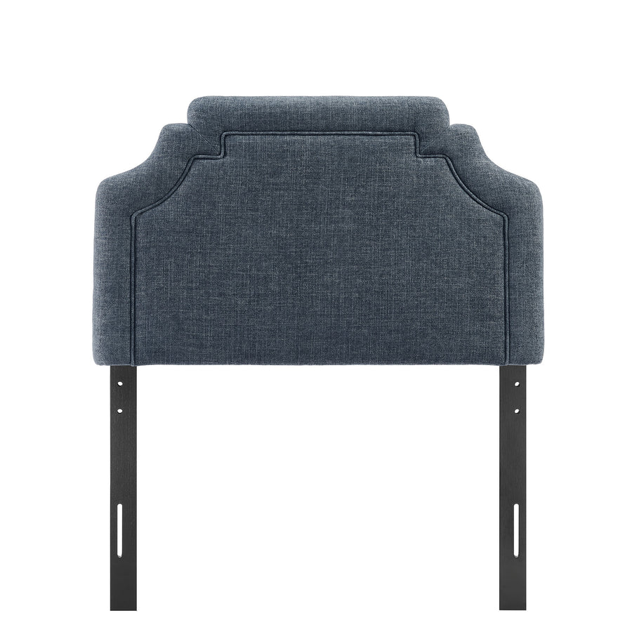 Thatch Upholstered Fabric Twin Size Headboard in Slate Blue