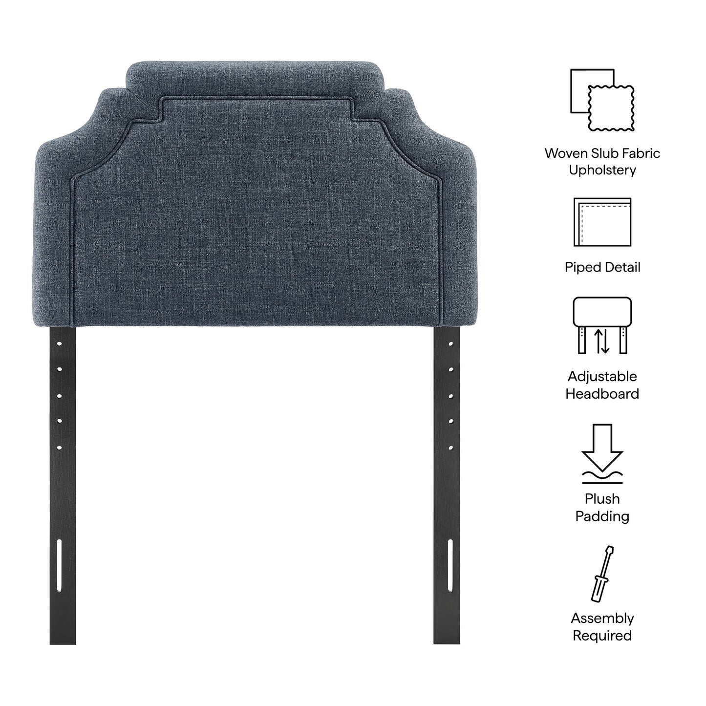 Thatch Upholstered Fabric Twin Size Headboard in Slate Blue