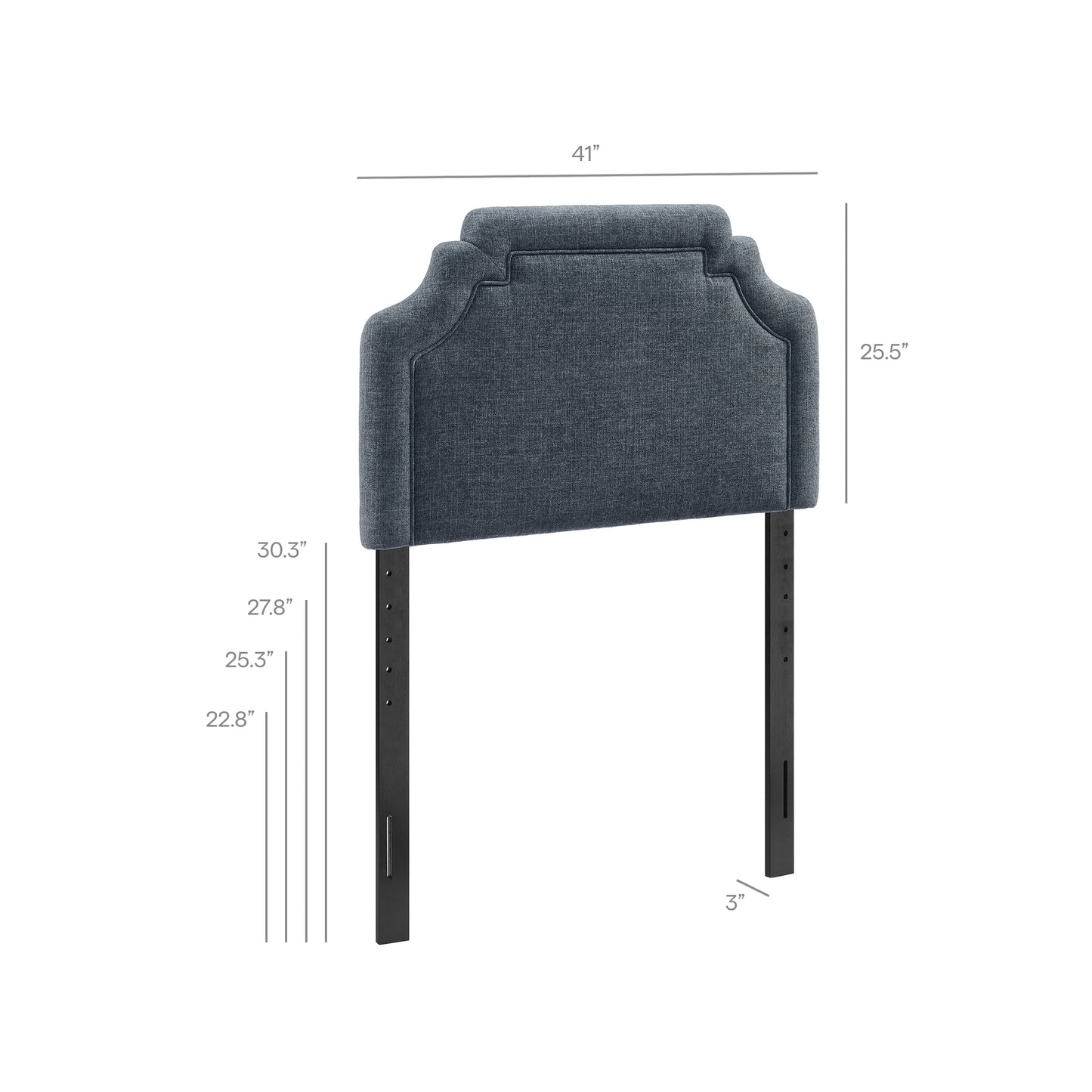 Thatch Upholstered Fabric Twin Size Headboard in Slate Blue