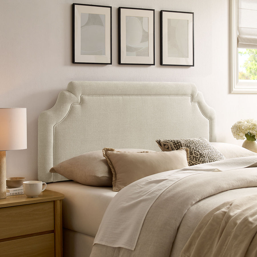 Thatch Upholstered Fabric Full Size Headboard in Ecru