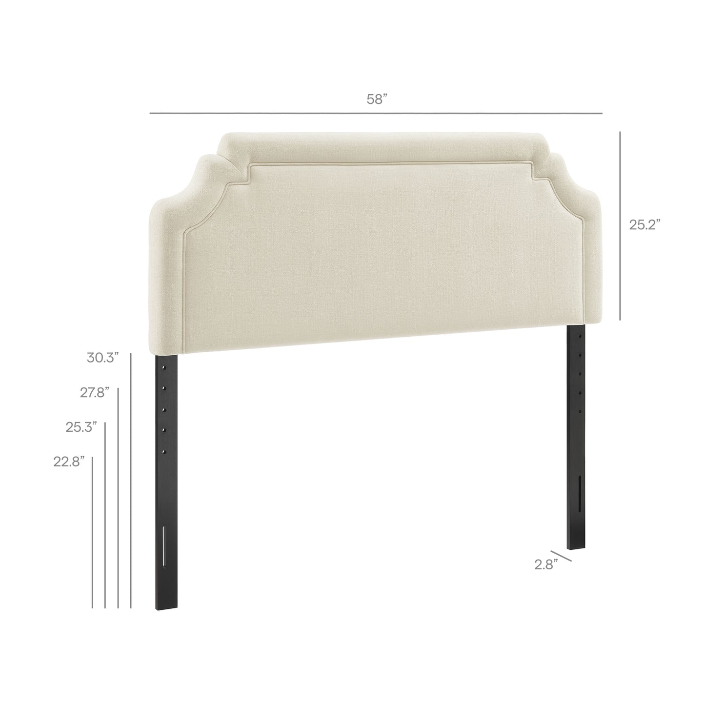 Thatch Upholstered Fabric Full Size Headboard in Ecru