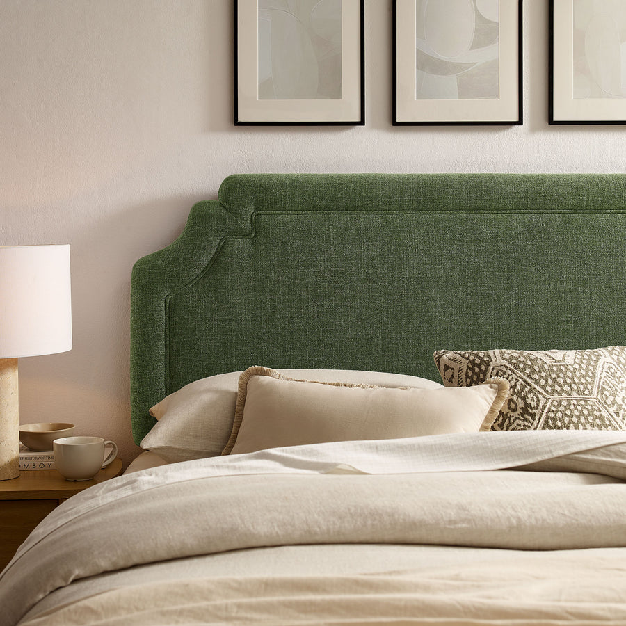 Thatch Upholstered Fabric Full Size Headboard in Foliage