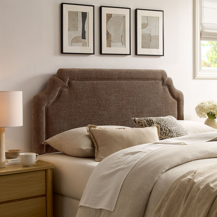 Thatch Upholstered Fabric Full Size Headboard in Mocha
