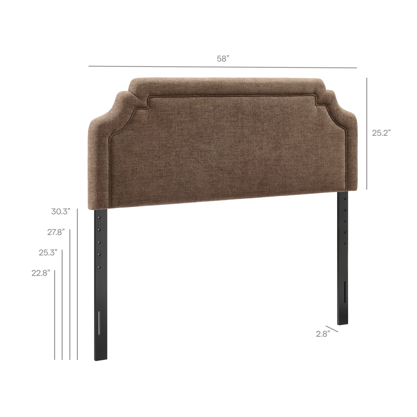 Thatch Upholstered Fabric Full Size Headboard in Mocha