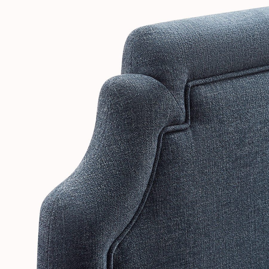Thatch Upholstered Fabric Full Size Headboard in Slate Blue
