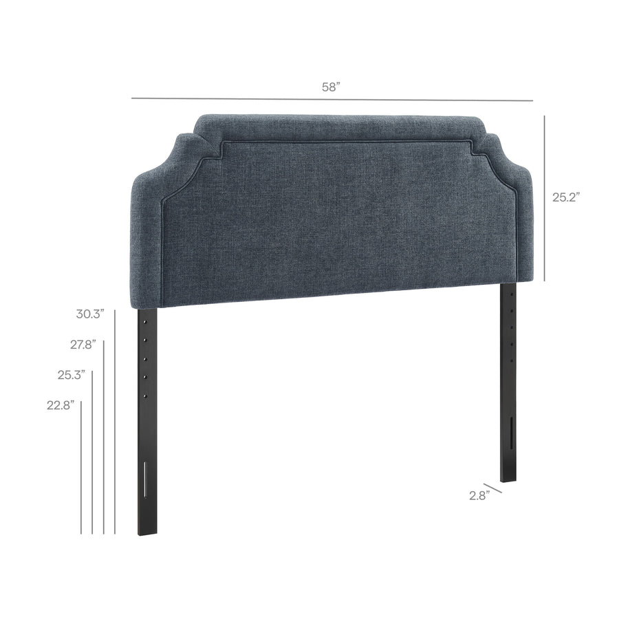 Thatch Upholstered Fabric Full Size Headboard in Slate Blue
