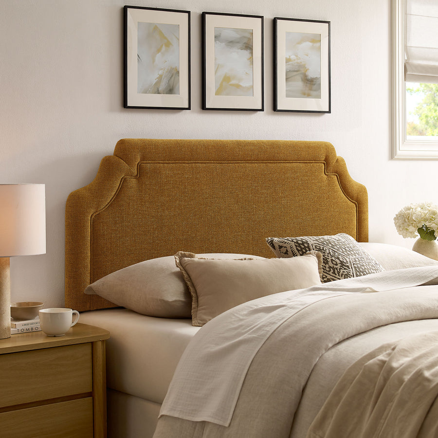 Thatch Upholstered Fabric King Size Headboard in Copper
