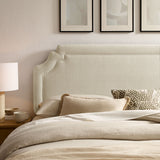 Thatch Upholstered Fabric King Size Headboard in Ecru