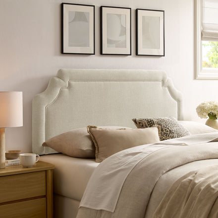 Magnolia Upholstered Fabric King Size Headboard in Ecru