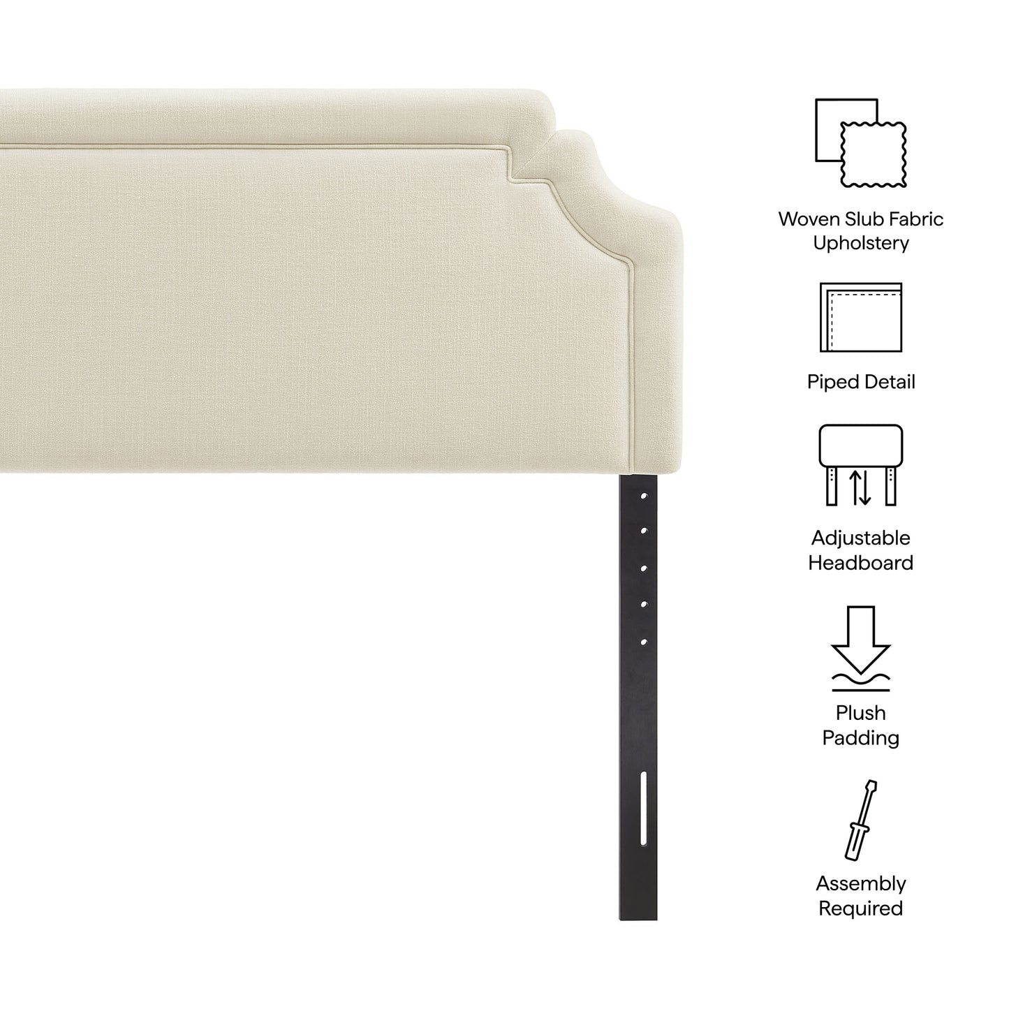 Thatch Upholstered Fabric King Size Headboard in Ecru