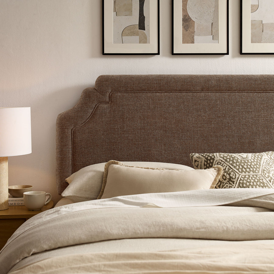 Thatch Upholstered Fabric King Size Headboard in Mocha