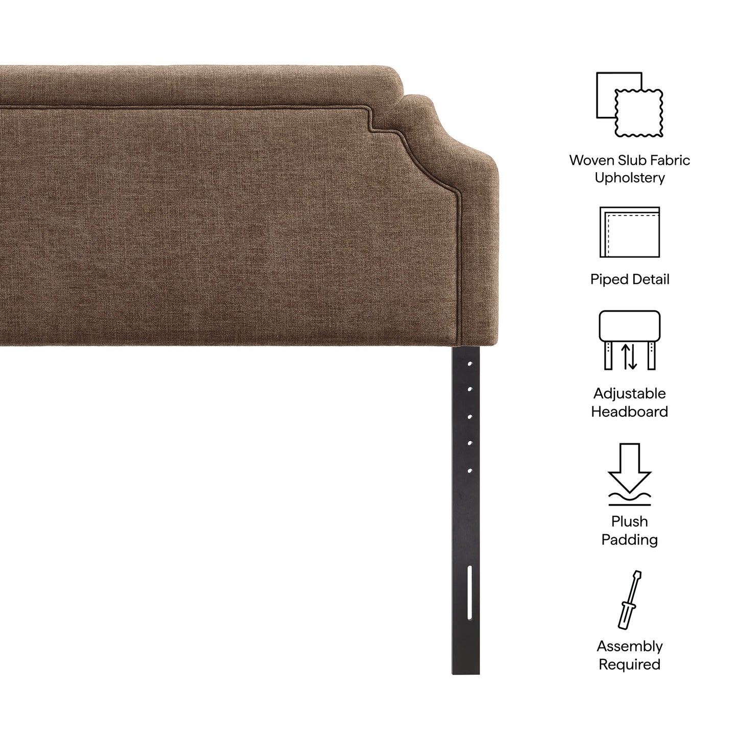 Thatch Upholstered Fabric King Size Headboard in Mocha