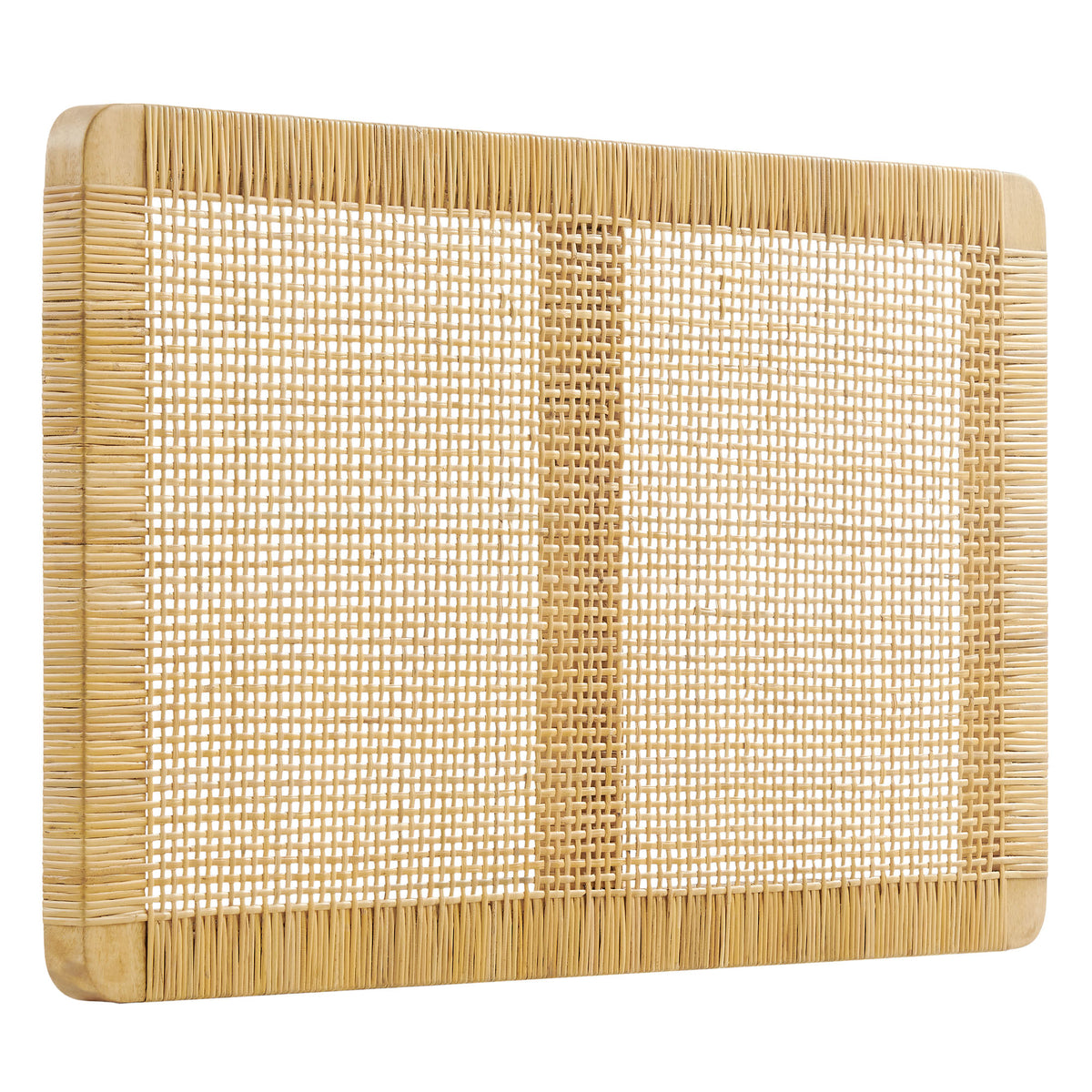 Toile Wall Mounted Wood and Rattan Twin Size Headboard in Natural Rattan