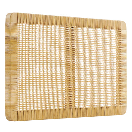 Sandy Wall Mounted Wood and Rattan Twin Size Headboard in Natural Rattan