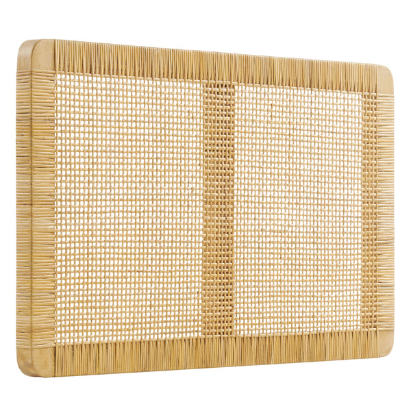 Toile Wall Mounted Wood and Rattan Twin Size Headboard in Natural Rattan
