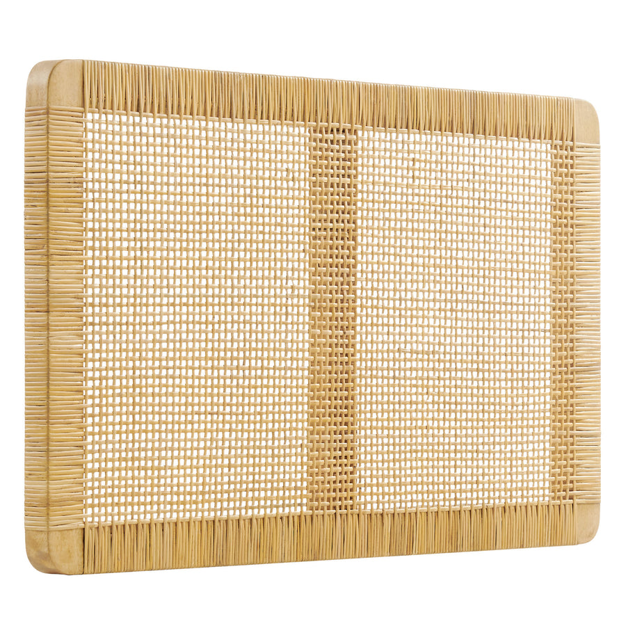 Toile Wall Mounted Wood and Rattan Twin Size Headboard in Natural Rattan