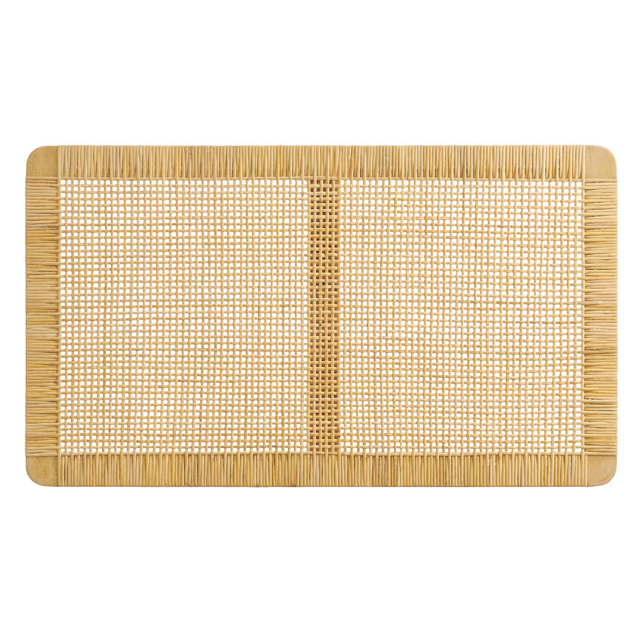 Toile Wall Mounted Wood and Rattan Twin Size Headboard in Natural Rattan