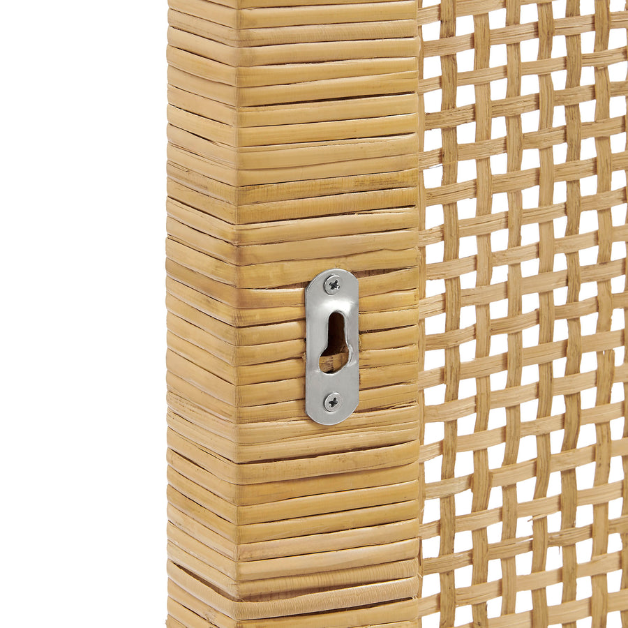 Toile Wall Mounted Wood and Rattan Twin Size Headboard in Natural Rattan