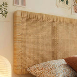 Toile Wall Mounted Wood and Rattan Twin Size Headboard in Natural Rattan