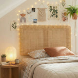 Toile Wall Mounted Wood and Rattan Twin Size Headboard in Natural Rattan